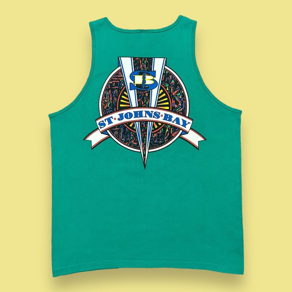 Vintage St Johns Bay Tank Top Sleeveless Tee 90s Green Mens Large